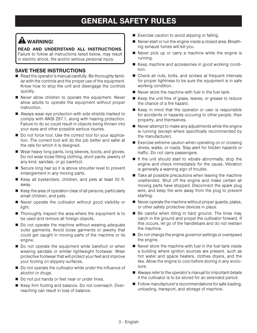 Ryobi RY64400 manuel dutilisation General Safety Rules 