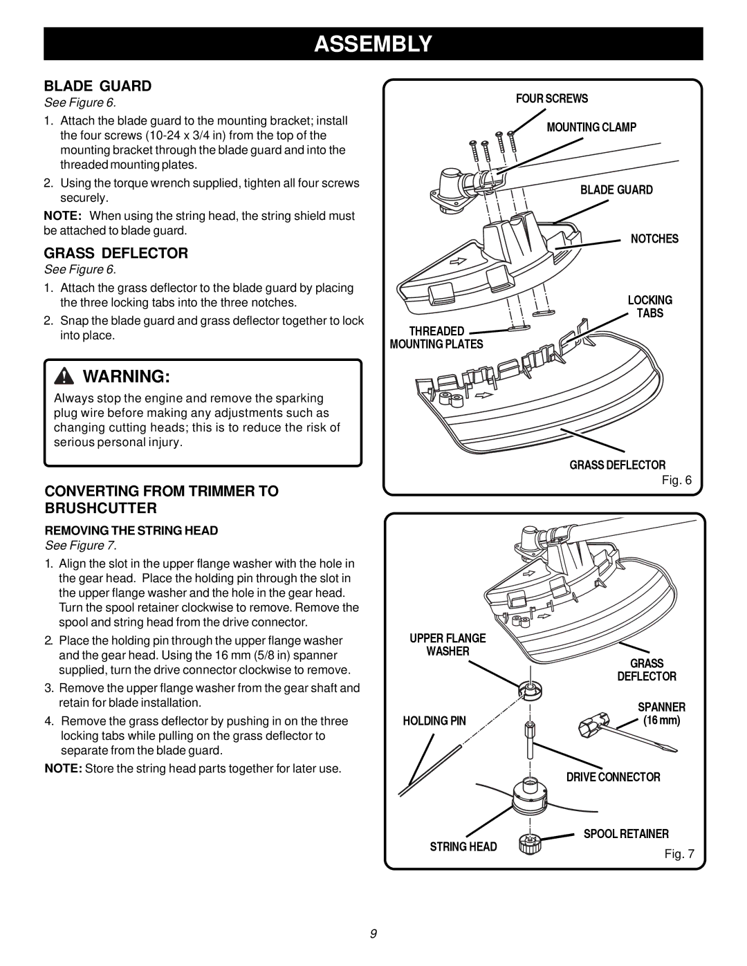 Ryobi PBC3046B, RY70107 Blade Guard, Grass Deflector, Converting from Trimmer to Brushcutter, Removing the String Head 