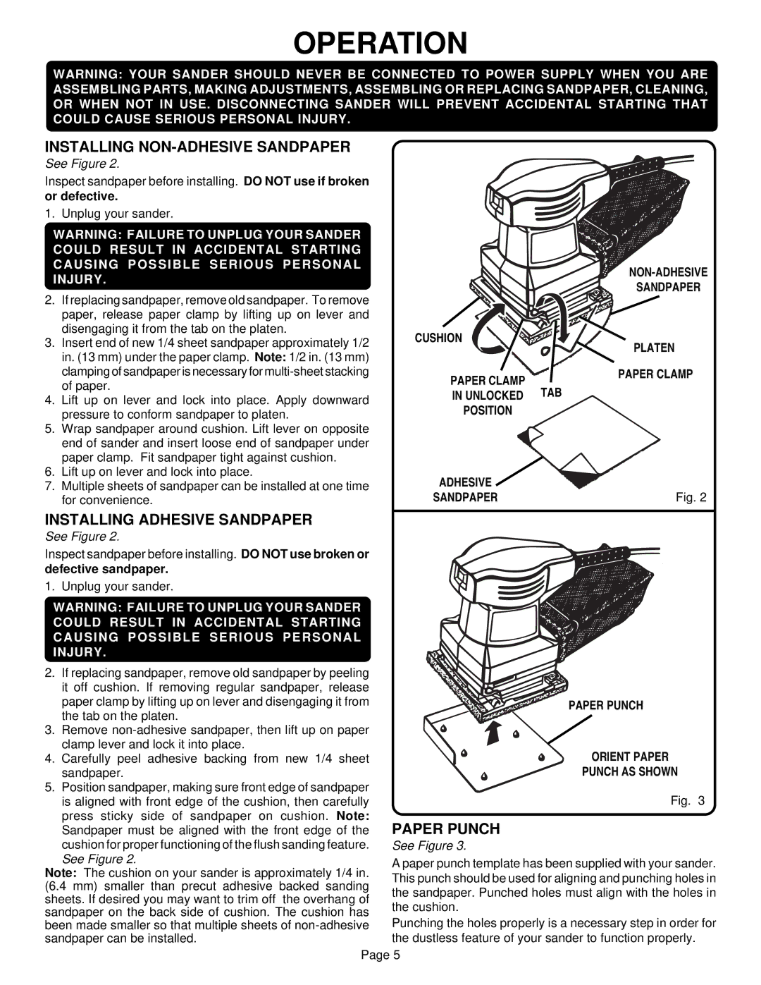 Ryobi S605D8 specifications Paper Punch, See Figure 