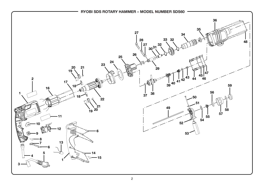 Ryobi manual Ryobi SDS Rotary Hammer Model Number SDS60 