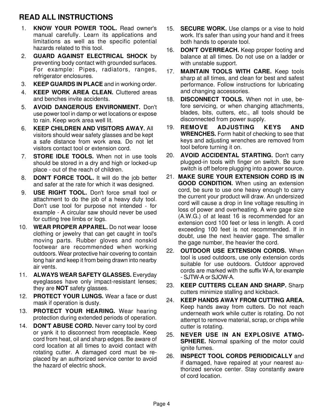 Ryobi TR30 specifications Read ALL Instructions 