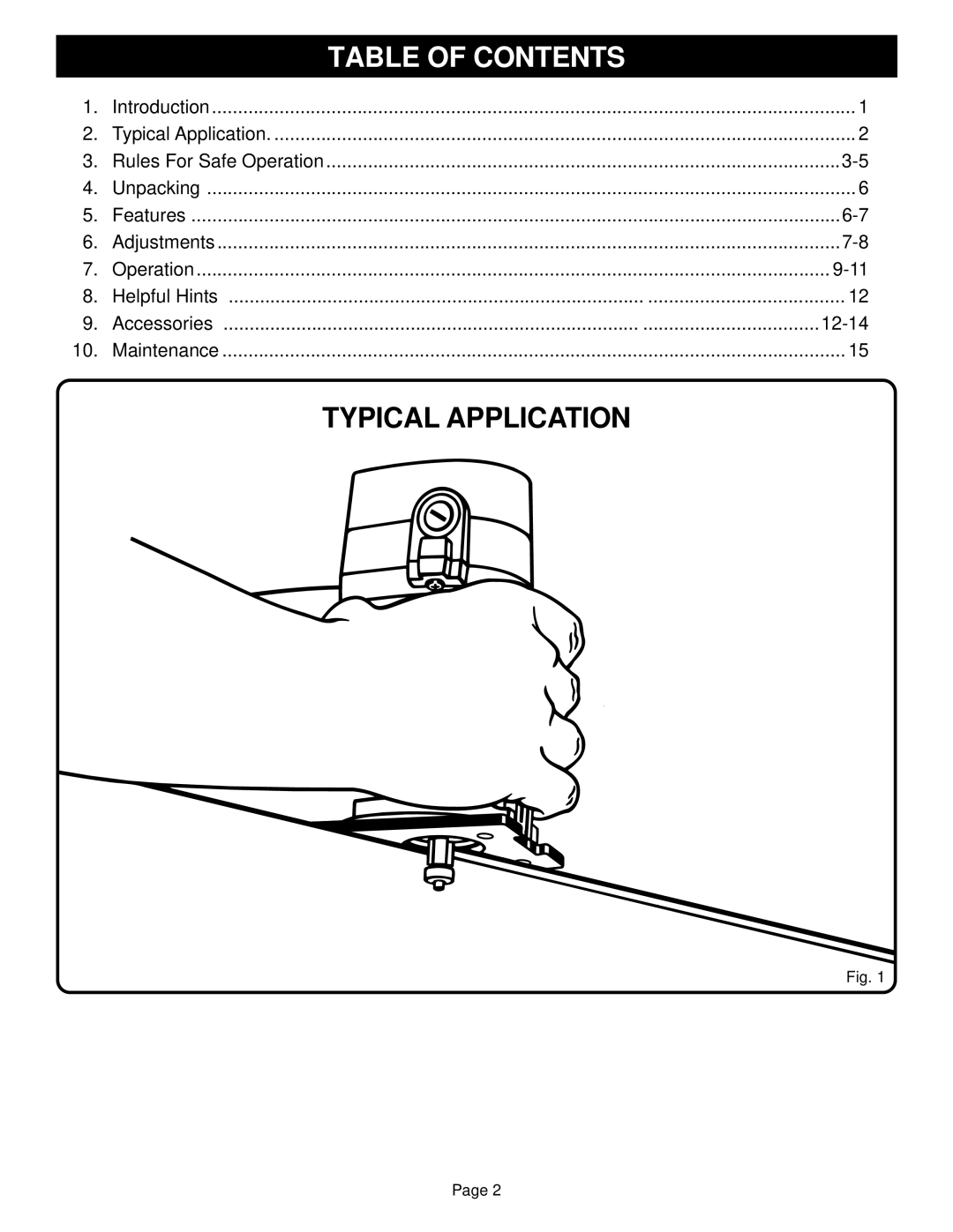 Ryobi TR31 specifications Typical Application 