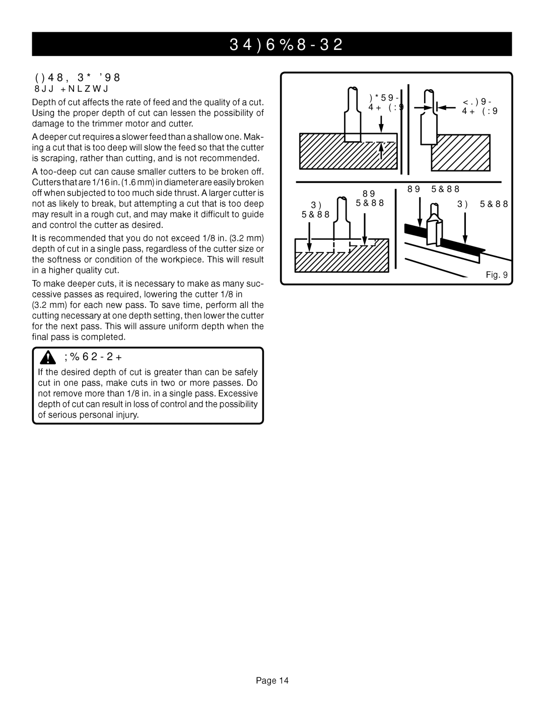 Ryobi TR45K manual Depth of CUT, Cut, 1ST. Pass 