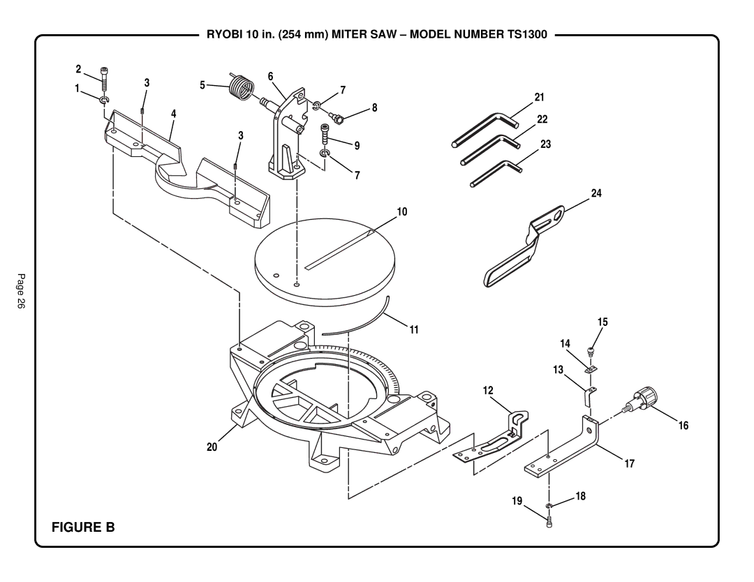 Ryobi TS1300 warranty Figure B 