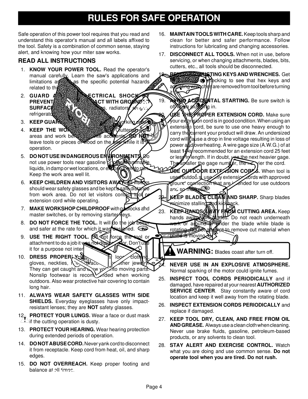 Ryobi TS1301 warranty Read ALL Instructions 