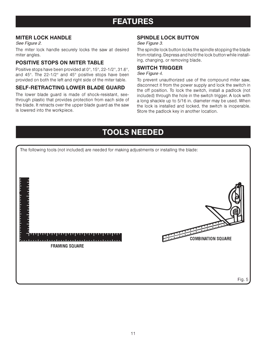 Ryobi TS1343L manual Tools Needed 