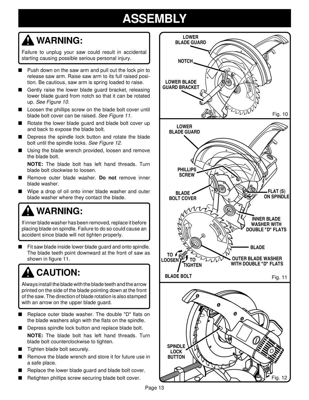 Ryobi TS230 warranty Lower Blade Guard Notch, Blade Bolt Spindle Lock Button 