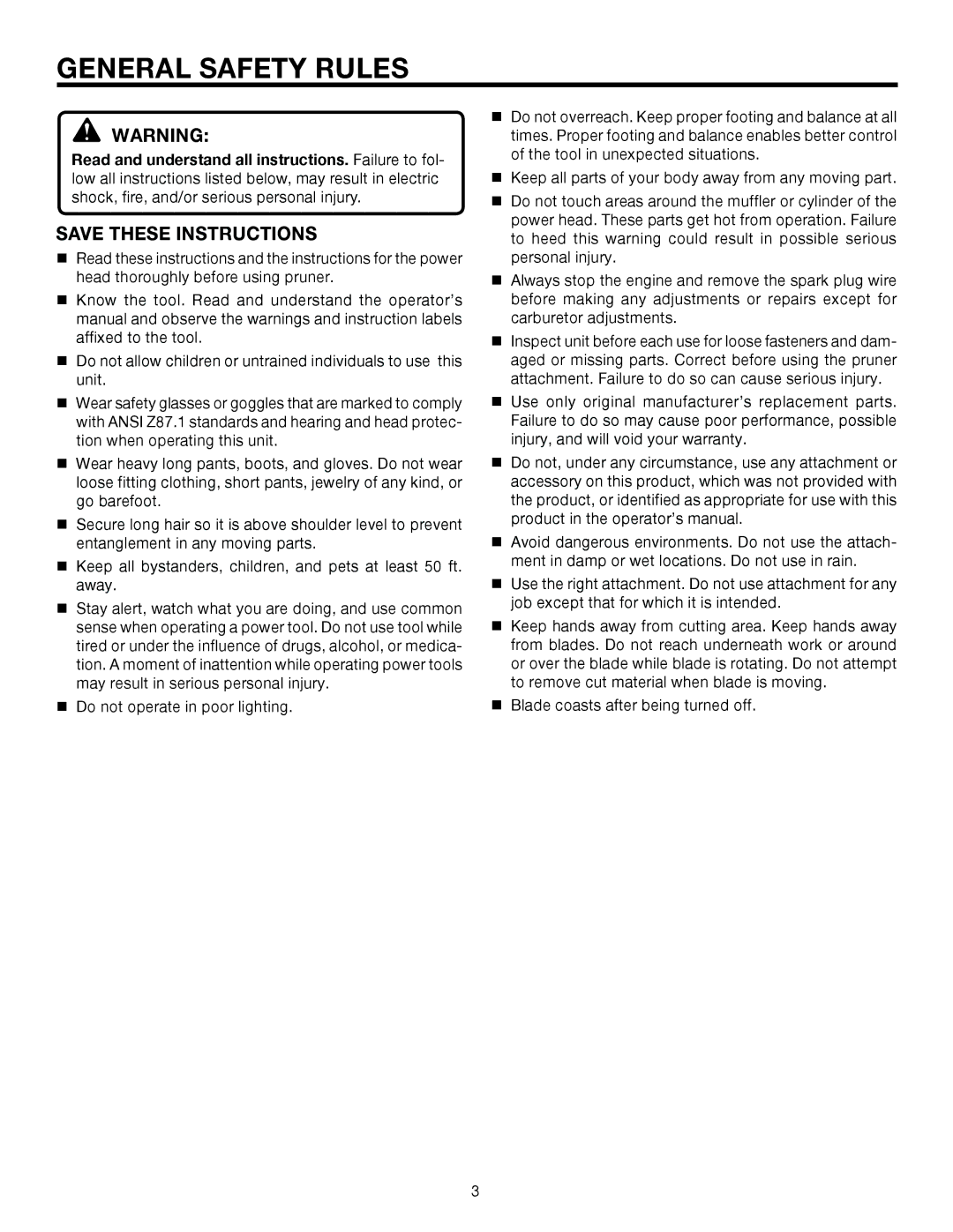 Ryobi UT15520C manual General Safety Rules 