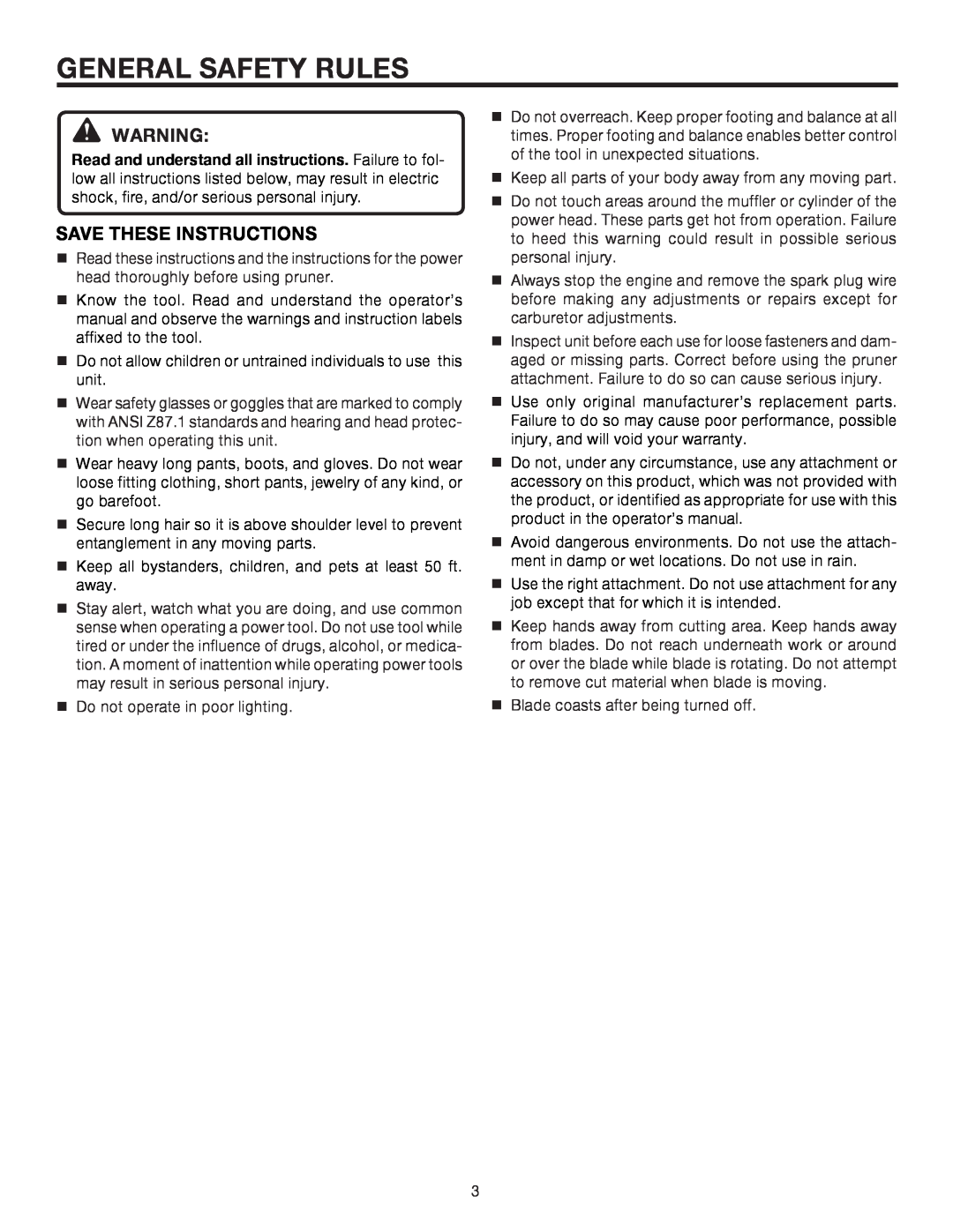 Ryobi UT15520C manual General Safety Rules, Save These Instructions 