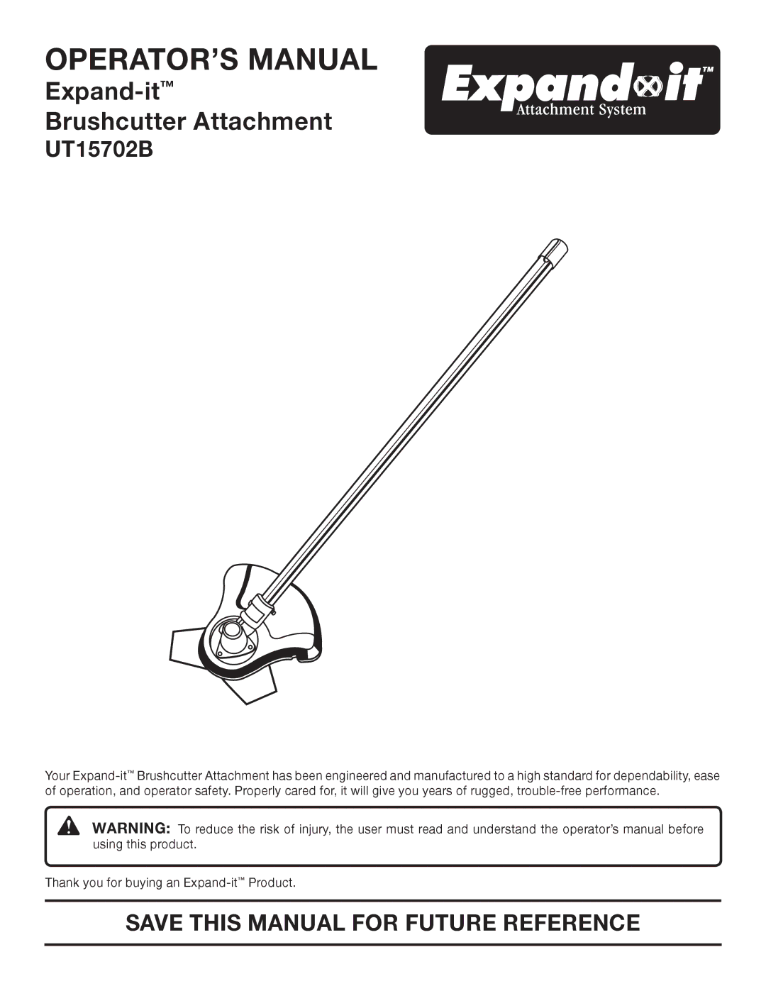 Ryobi UT15702B manual OPERATOR’S Manual, Save this Manual for Future Reference 