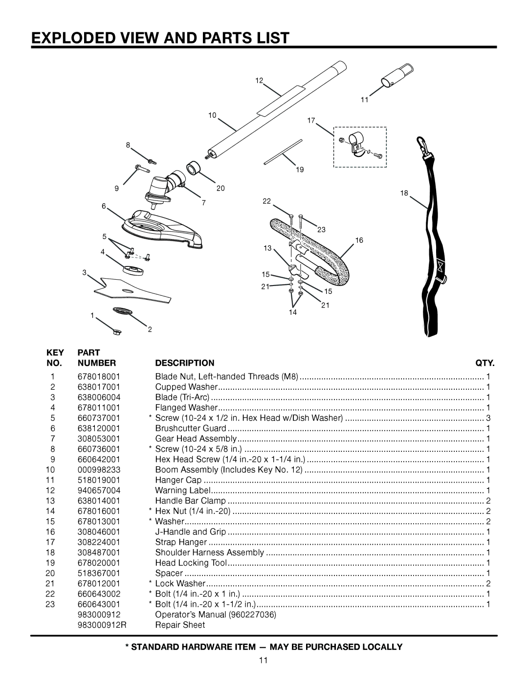 Ryobi UT15702B manual Exploded View and Parts List, KEY Part Number Description QTY 