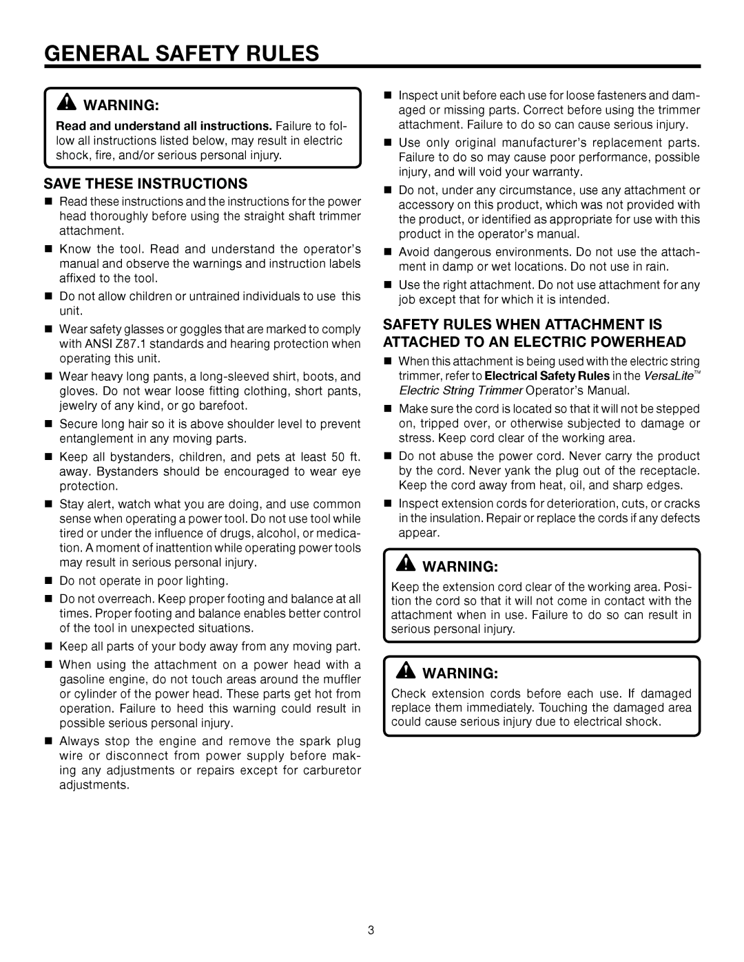 Ryobi UT15702B manual General Safety Rules 