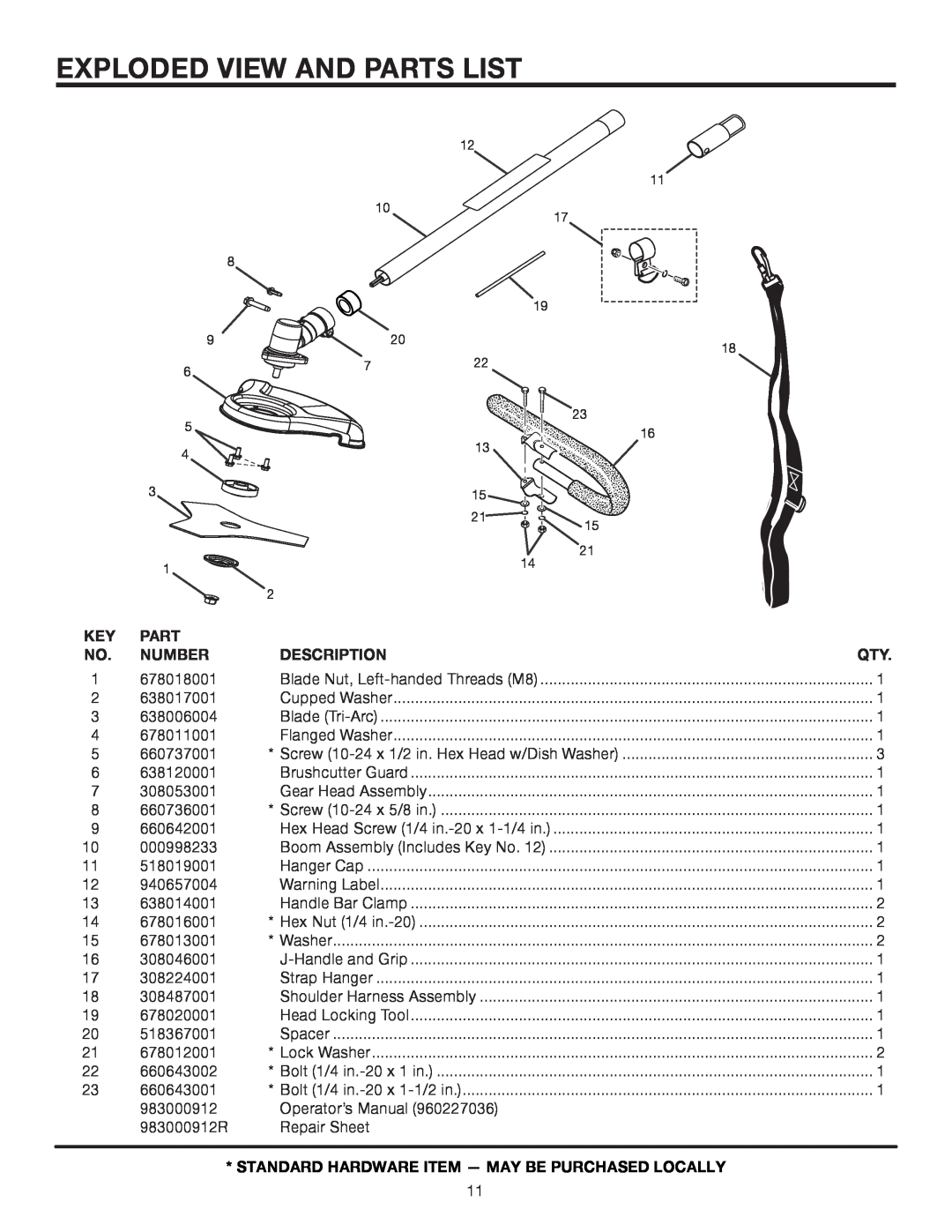 Ryobi UT15702B manual Exploded View And Parts List, Number, Description, Standard Hardware Item - May Be Purchased Locally 