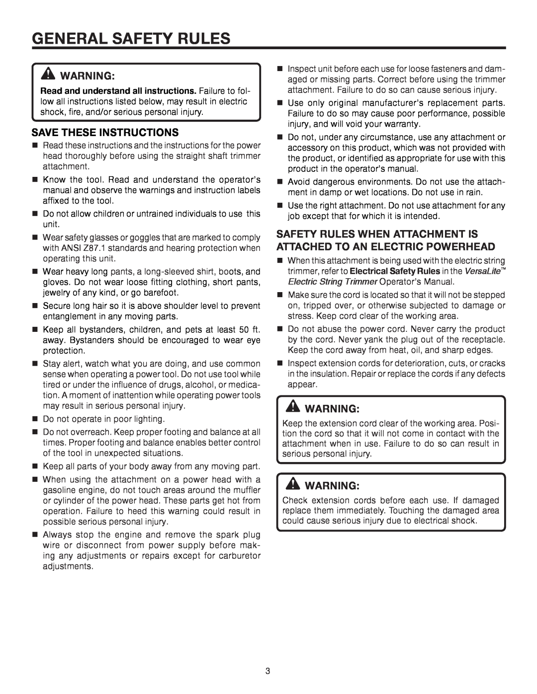 Ryobi UT15702B manual General Safety Rules, Save These Instructions 