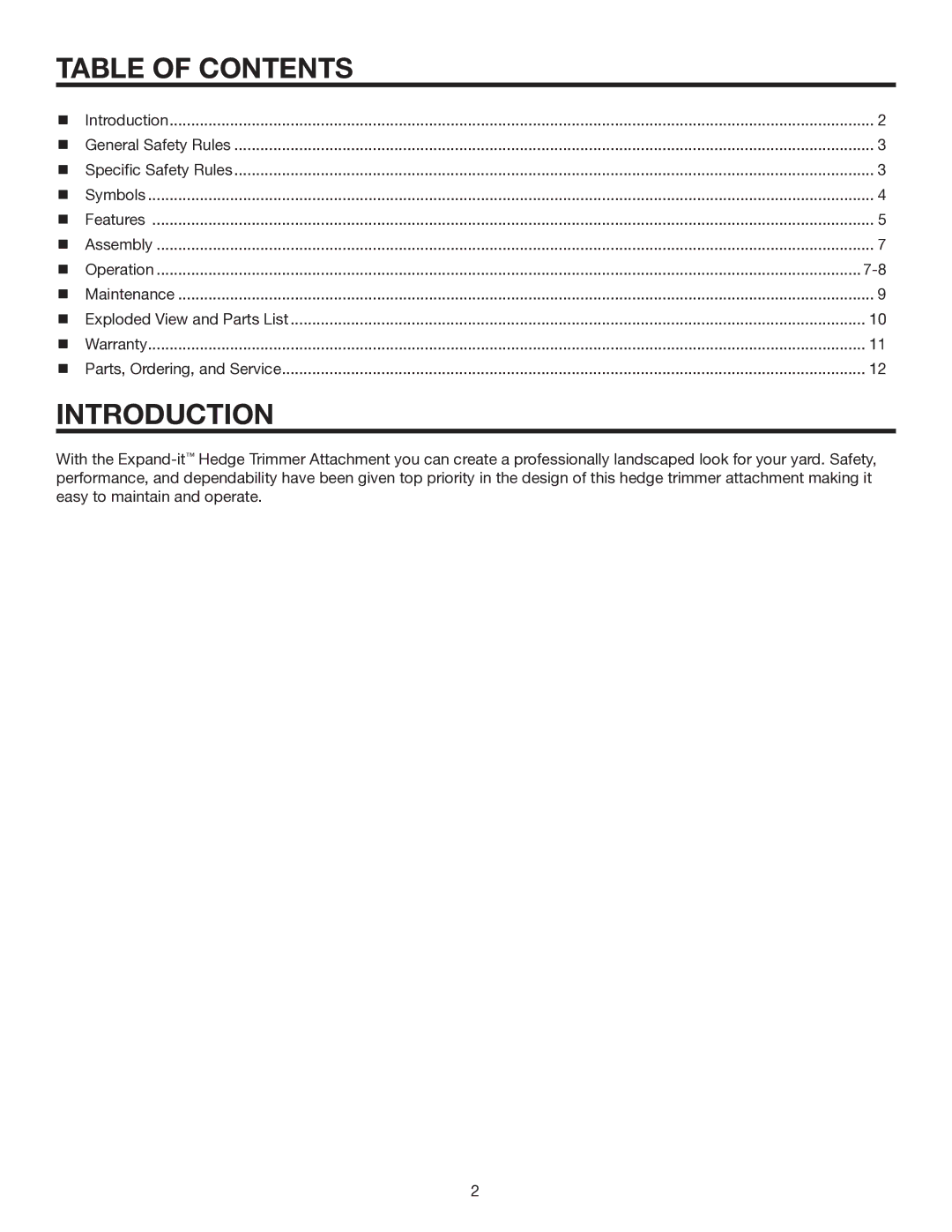 Ryobi UT15703A manual Table of Contents, Introduction 