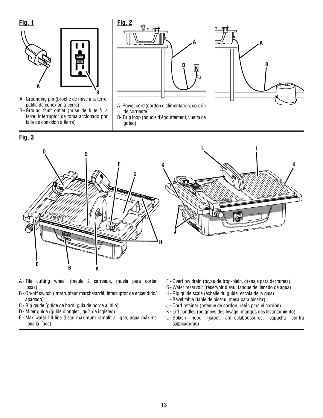 Ryobi WS7211 manuel dutilisation Deli, Fk K G, CB a 