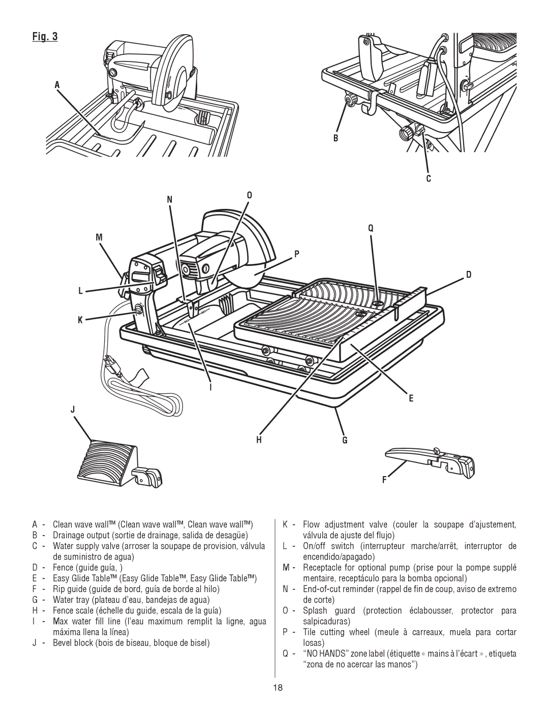 Ryobi WS730 manuel dutilisation Easy Glide Table Easy Glide Table, Easy Glide Table 