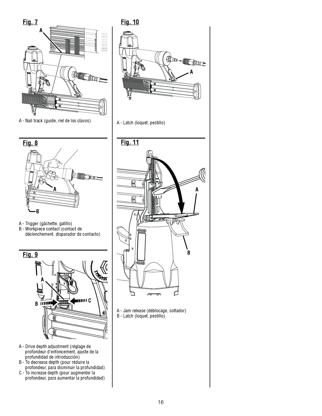 Ryobi YN200BND manuel dutilisation Latch loquet, pestillo 