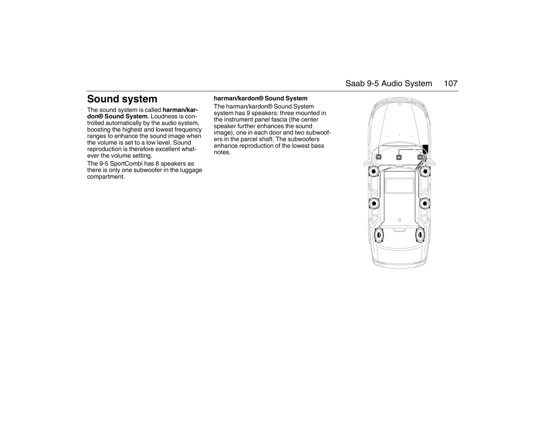 Saab 2007 owner manual Sound system, Harman/kardon Sound System 