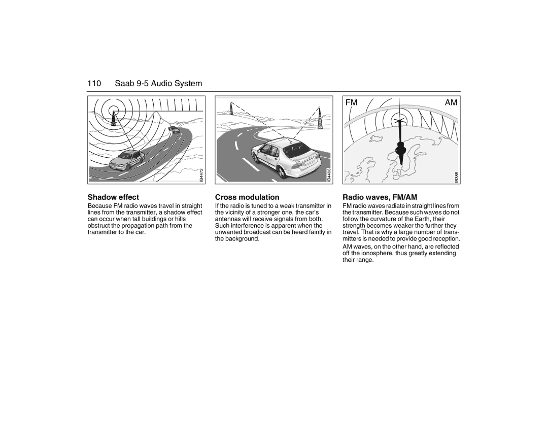 Saab 2007 owner manual Shadow effect, Cross modulation, Radio waves, FM/AM 