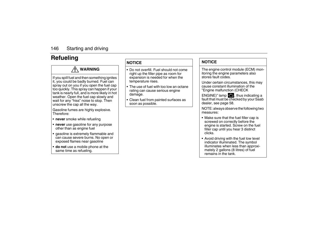 Saab 2007 owner manual Refueling 