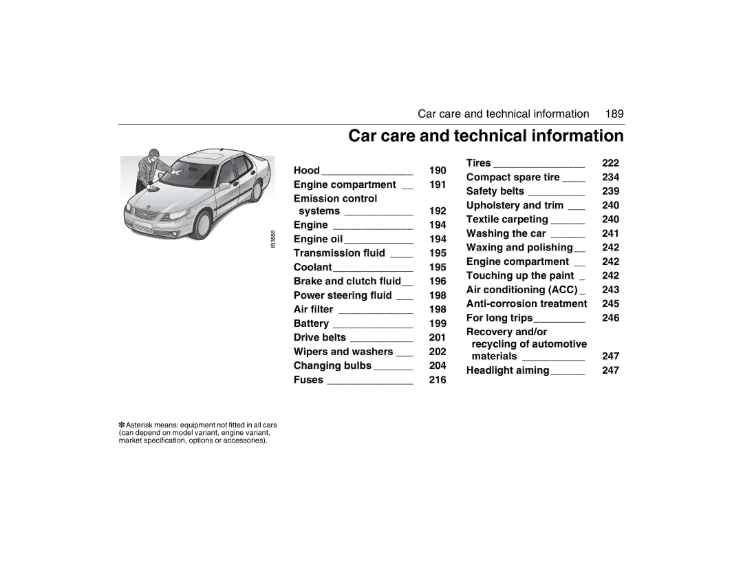 Saab 2007 owner manual Car care and technical information 