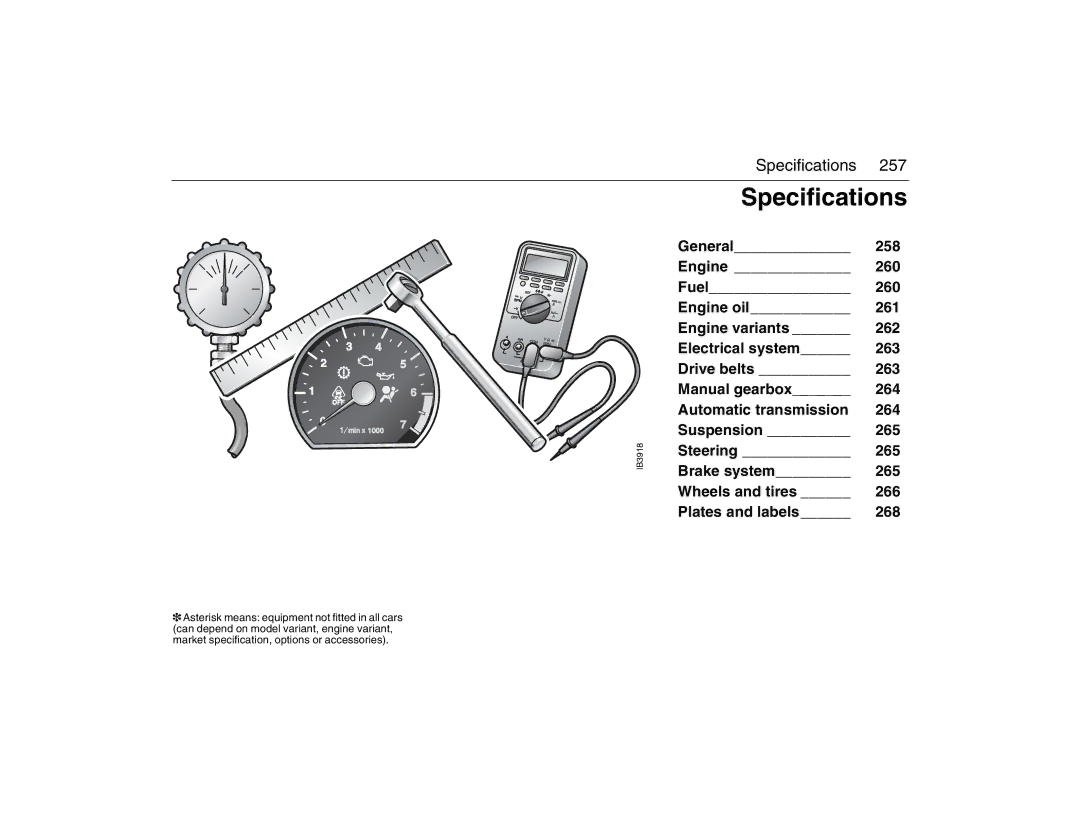 Saab 2007 owner manual Specifications 