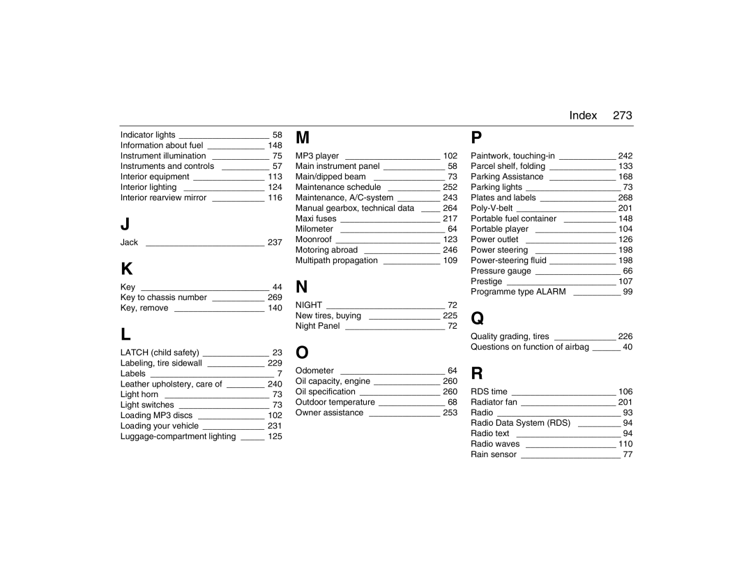 Saab 2007 owner manual Index 