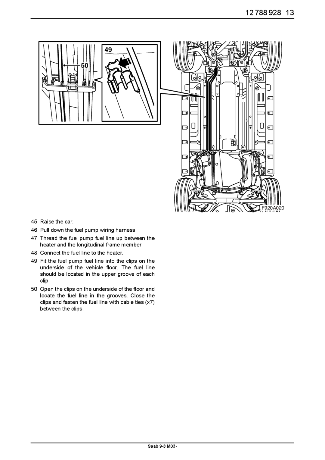 Saab 9-3 M03 installation instructions F920A020 