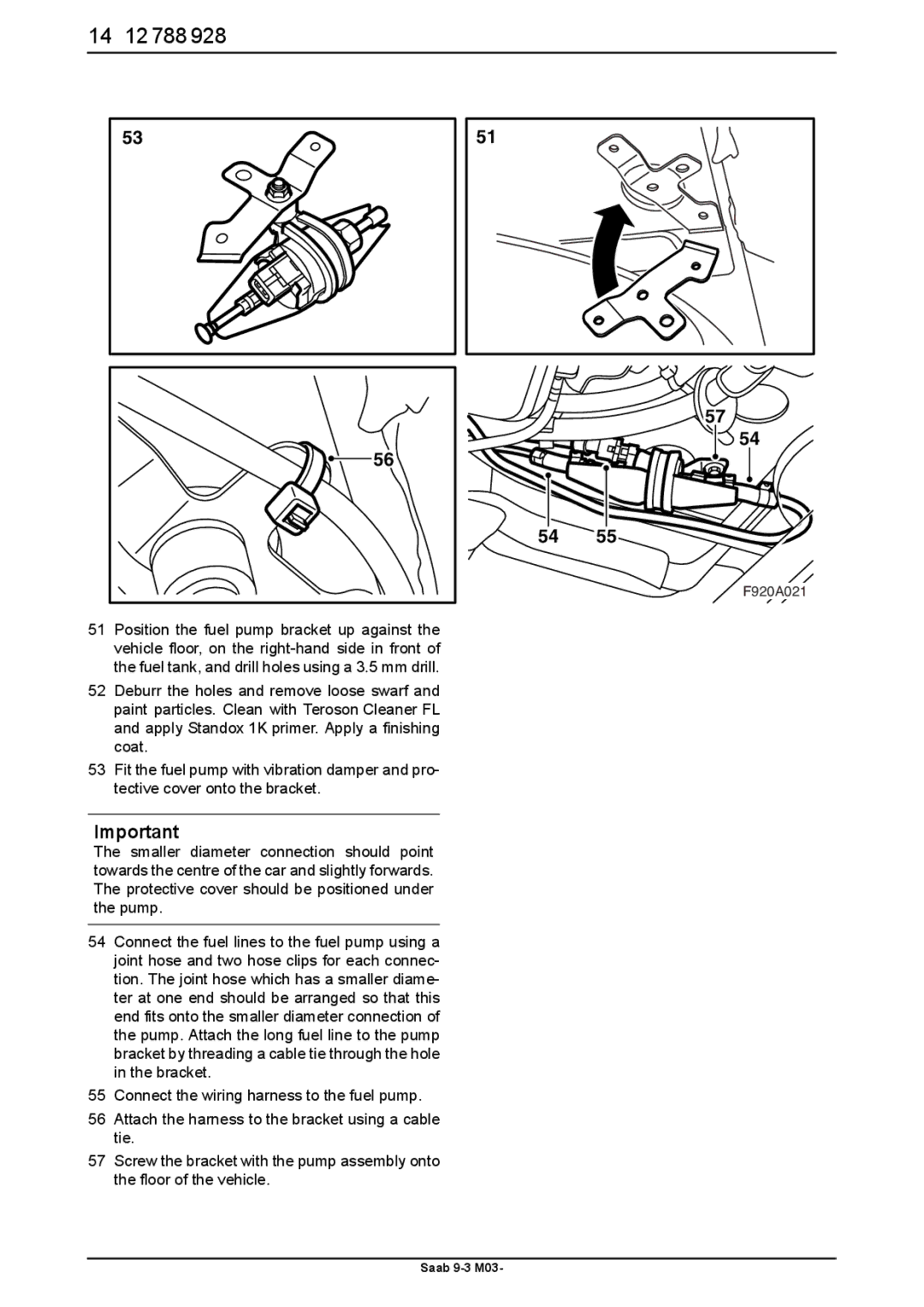 Saab 9-3 M03 installation instructions 14 12 788 