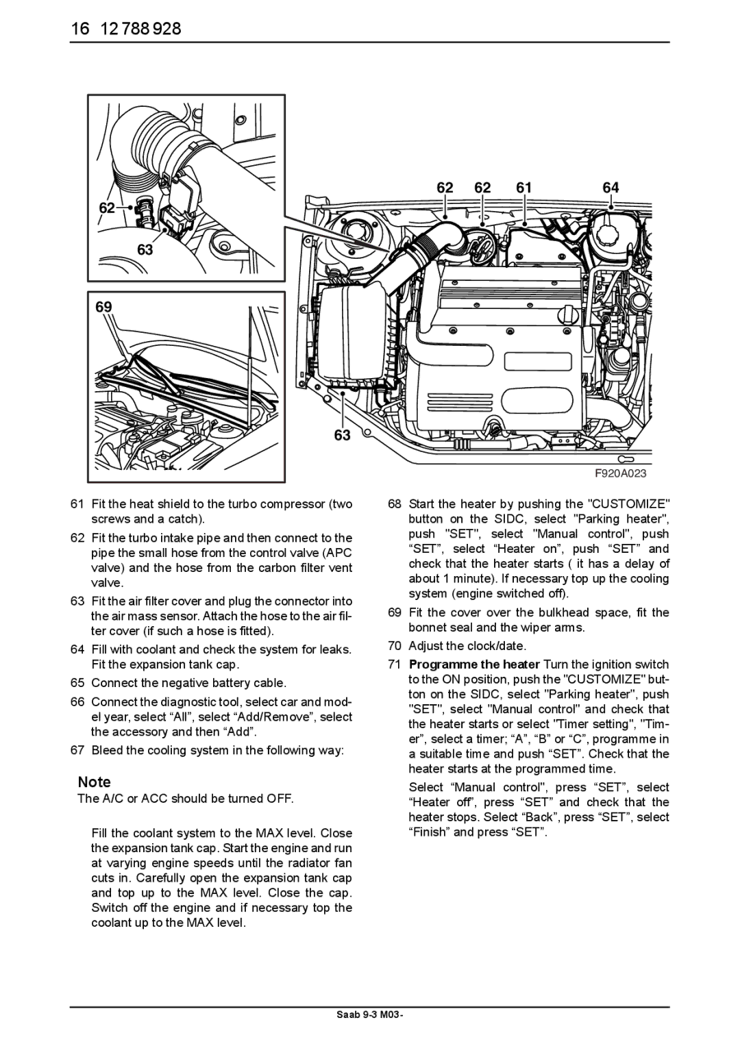 Saab 9-3 M03 installation instructions 12 788 