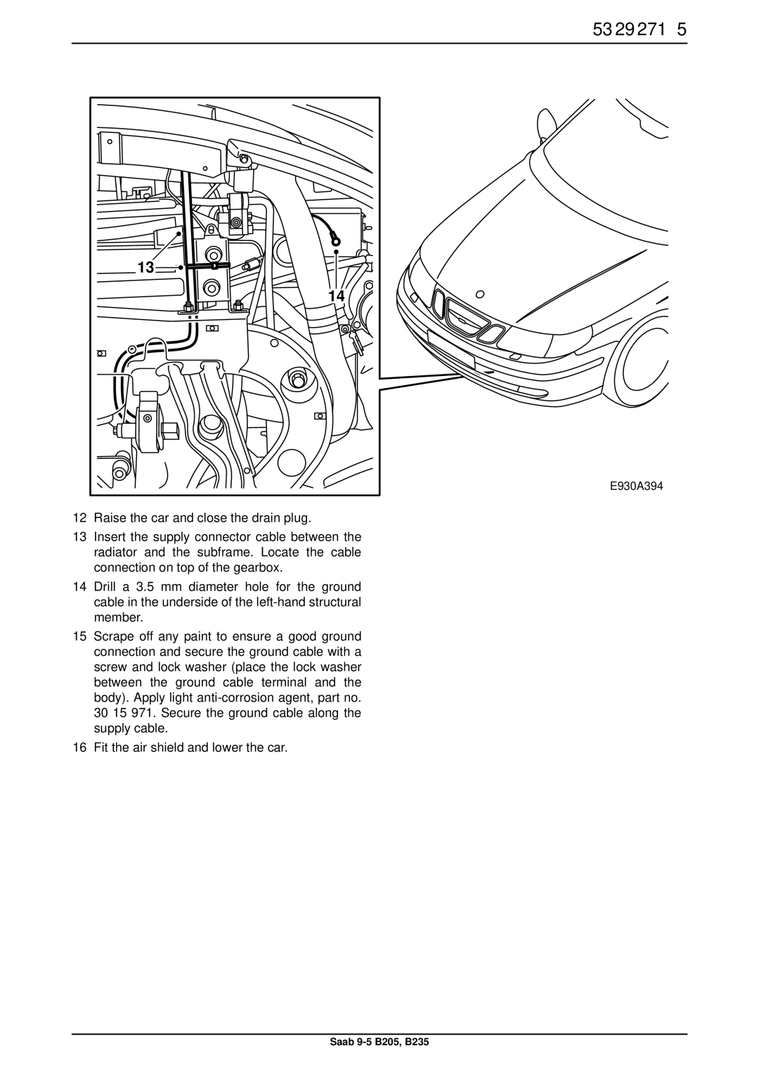 Saab B205, B235 installation instructions E930A394 