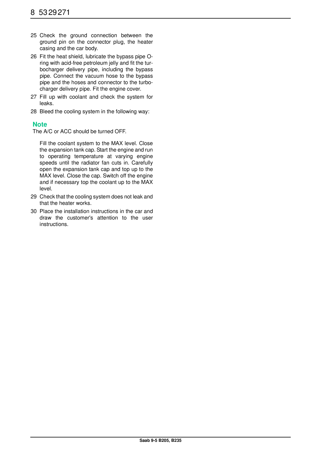 Saab B235, B205 installation instructions 53 29 