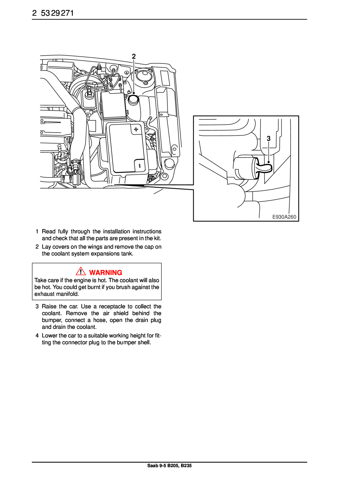Saab B235, B205 installation instructions E930A260 