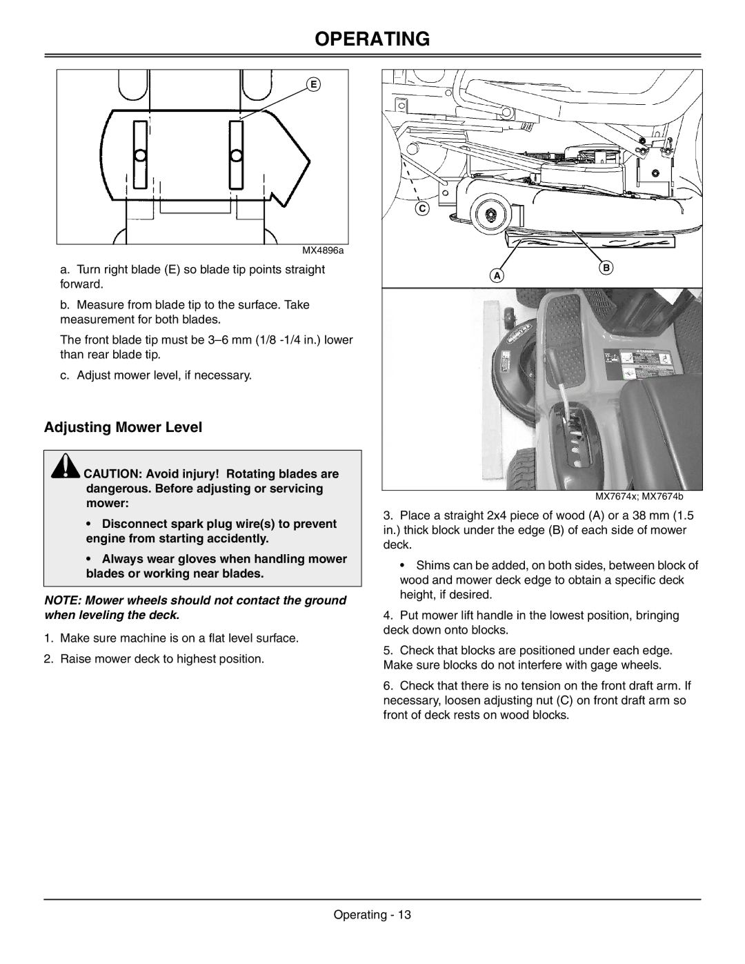 Sabo 108-17 HS manual Adjusting Mower Level 