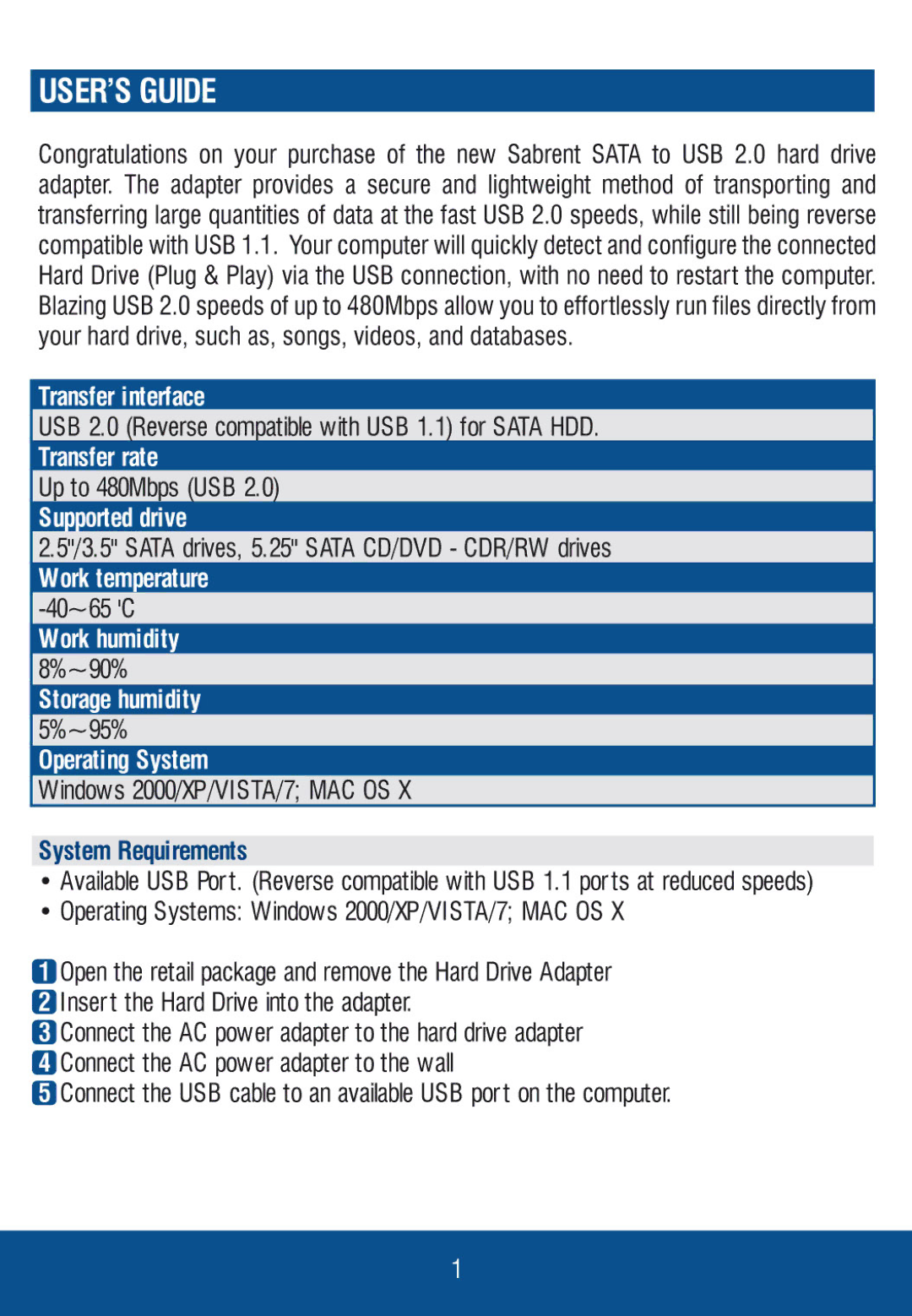 Sabrent C35U manual 