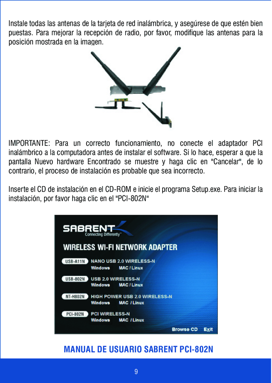 Sabrent manual Manual DE Usuario Sabrent PCI-802N 