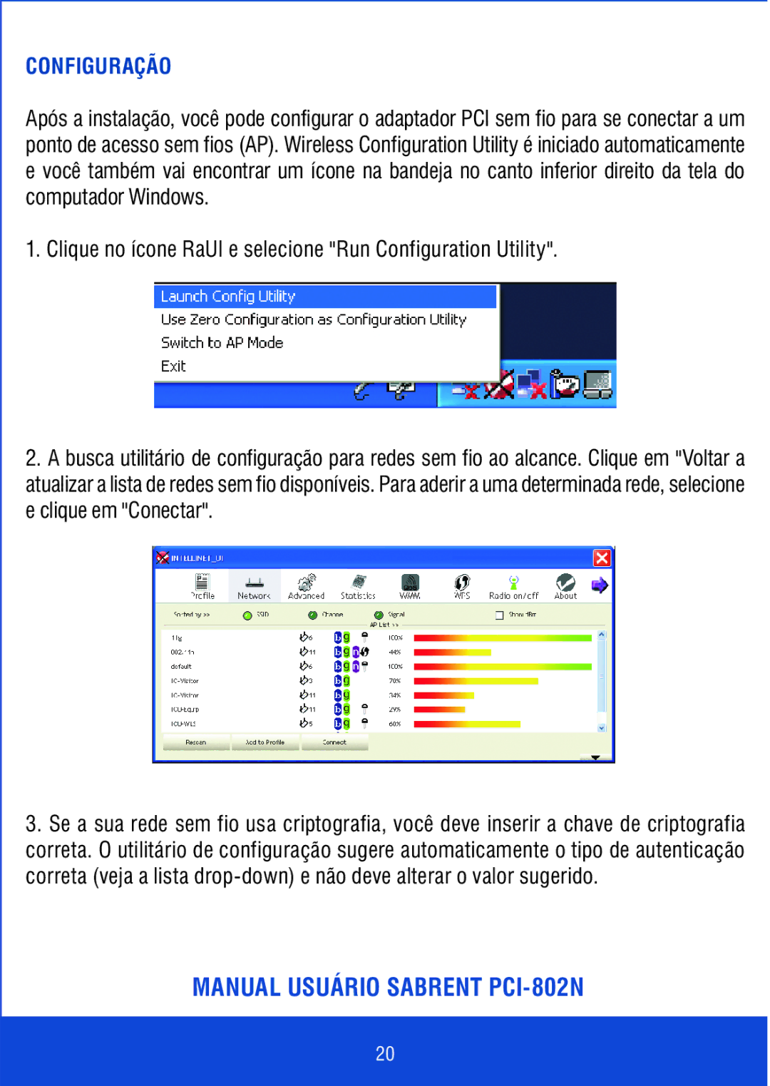 Sabrent PCI-802N manual Configuração 