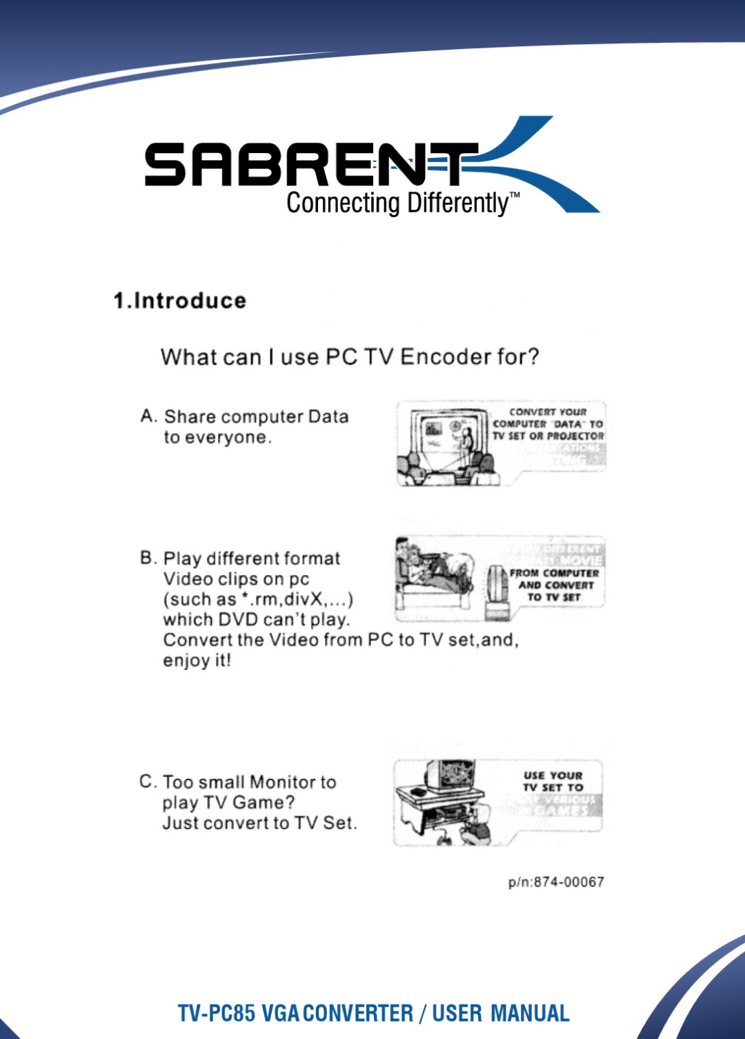 Sabrent TV-PC85 manual 