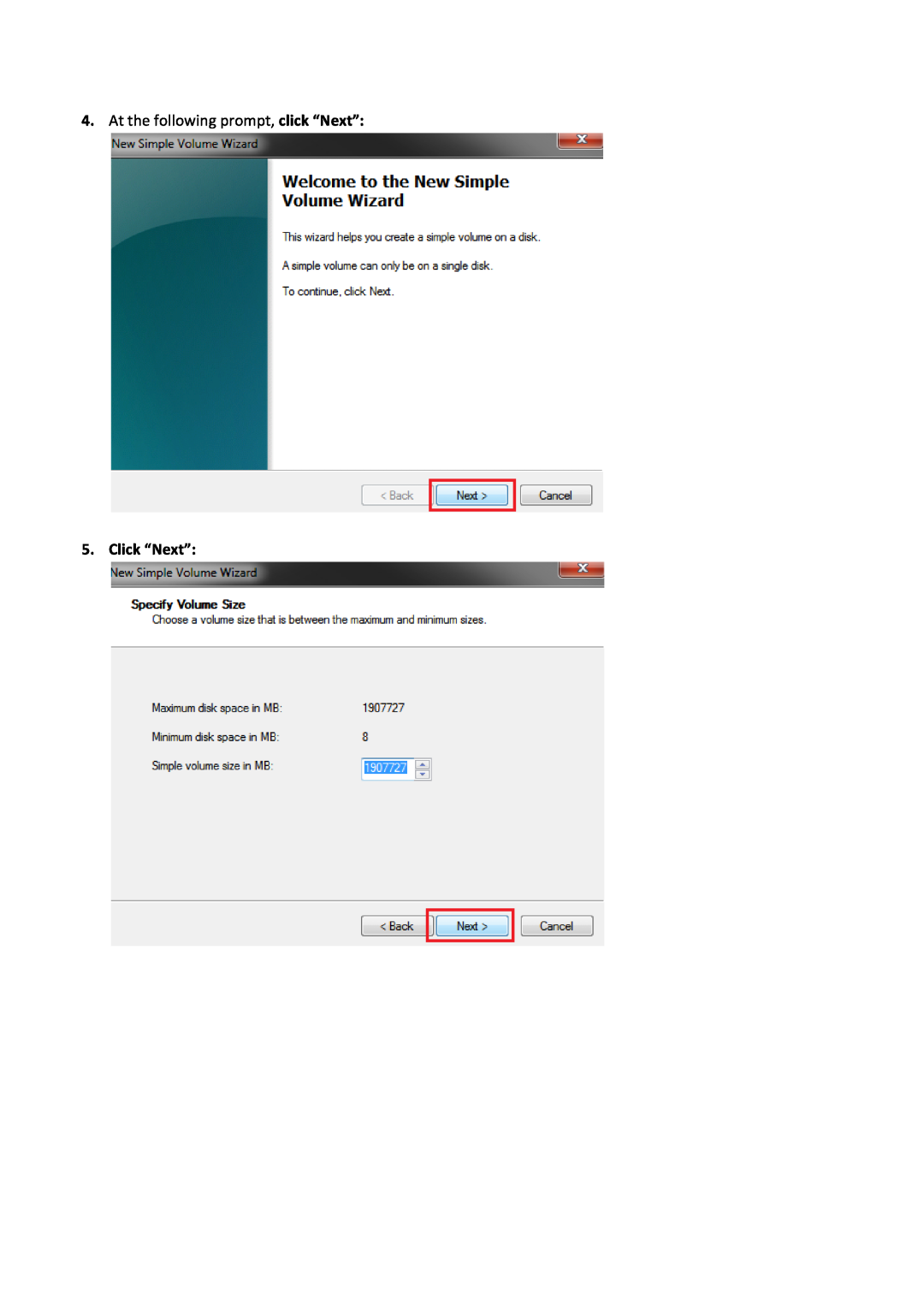 Sabrent USBDSC5 manual At the following prompt, click “Next”, Click “Next” 
