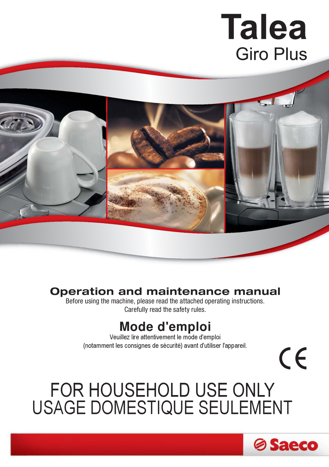 Saeco Coffee Makers SUP032OR, 15001566 manual For Household USE only 