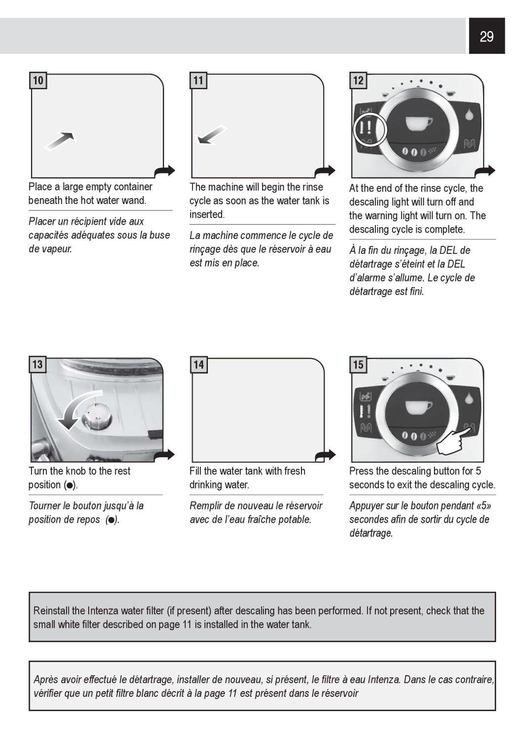 Saeco Coffee Makers SUP032OR, 15001566 manual Place a large empty container beneath the hot water wand 