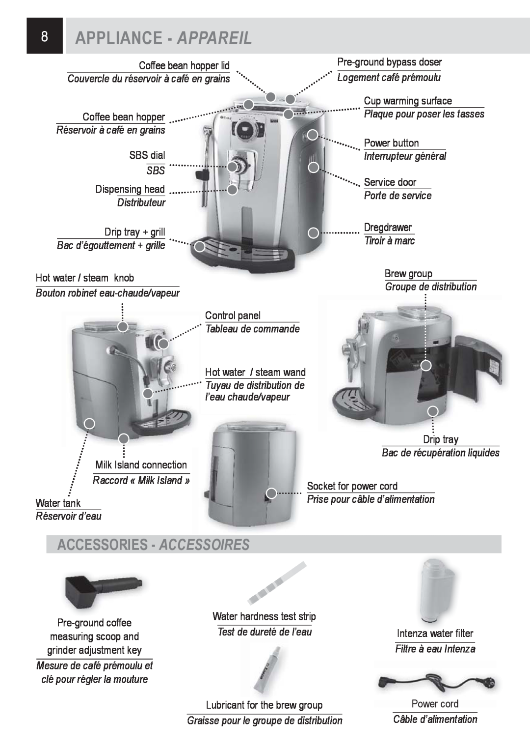 Saeco Coffee Makers 15001566 Appliance - Appareil, Accessories - Accessoires, Coffee bean hopper lid, Cup warming surface 