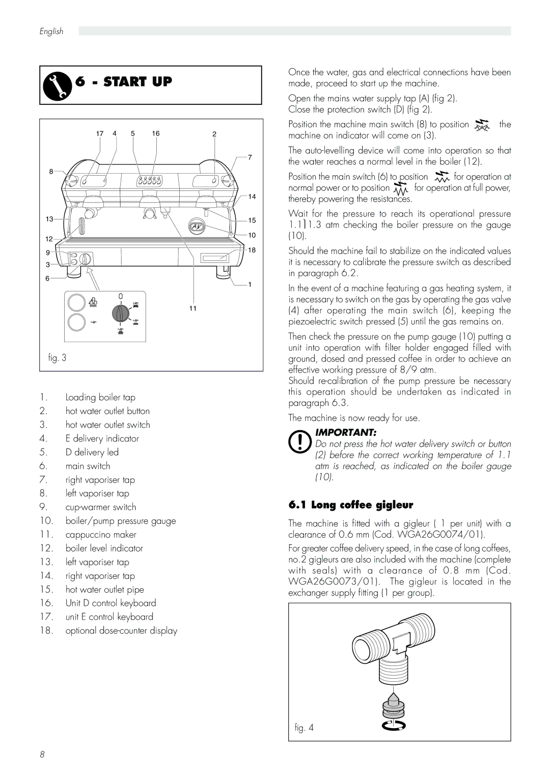 Saeco Coffee Makers Aroma manual Start UP, Long coffee gigleur 