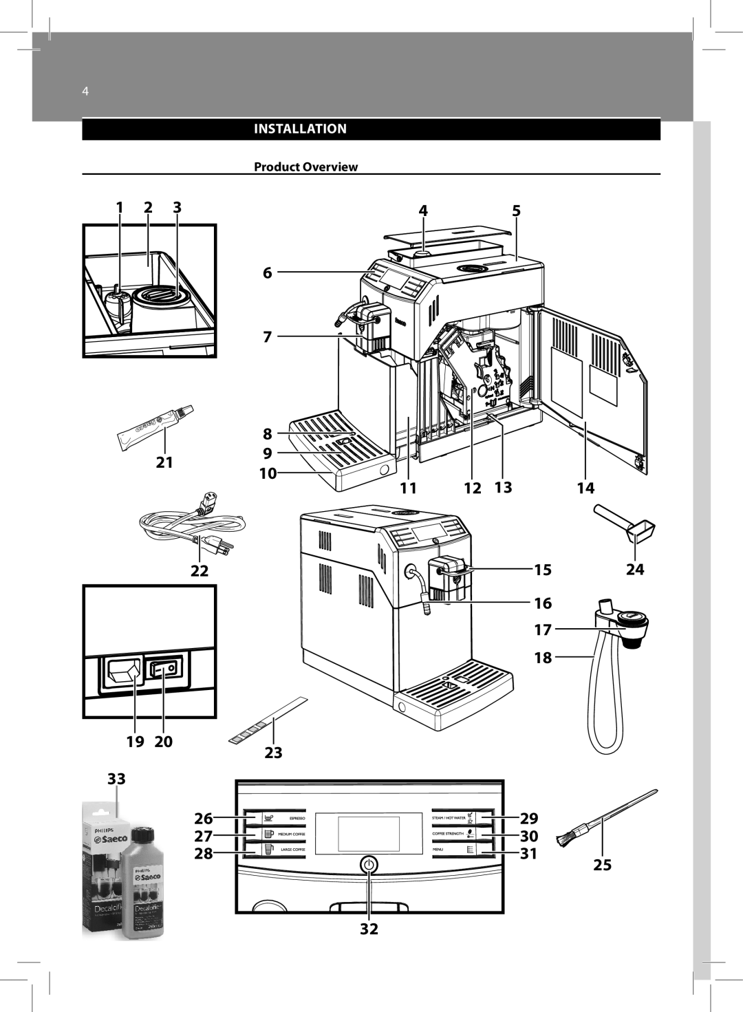 Saeco Coffee Makers HD8772 user manual Installation 