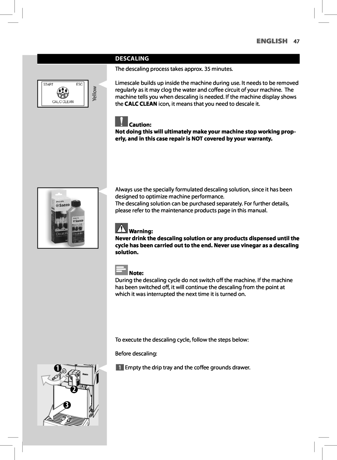 Saeco Coffee Makers HD8772 user manual English, Descaling 
