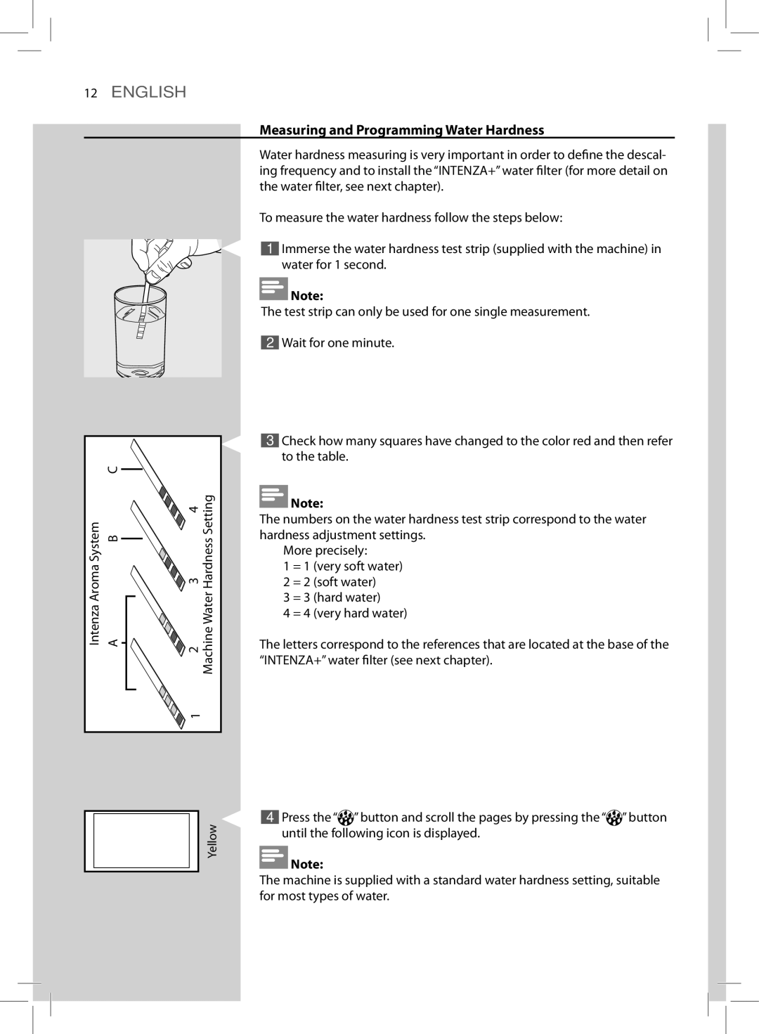 Saeco Coffee Makers HD8775 user manual Measuring and Programming Water Hardness 