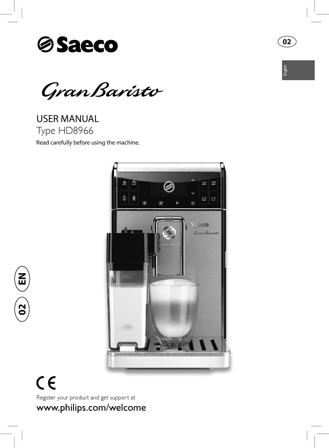 Saeco Coffee Makers HD8966 manual 02 EN 