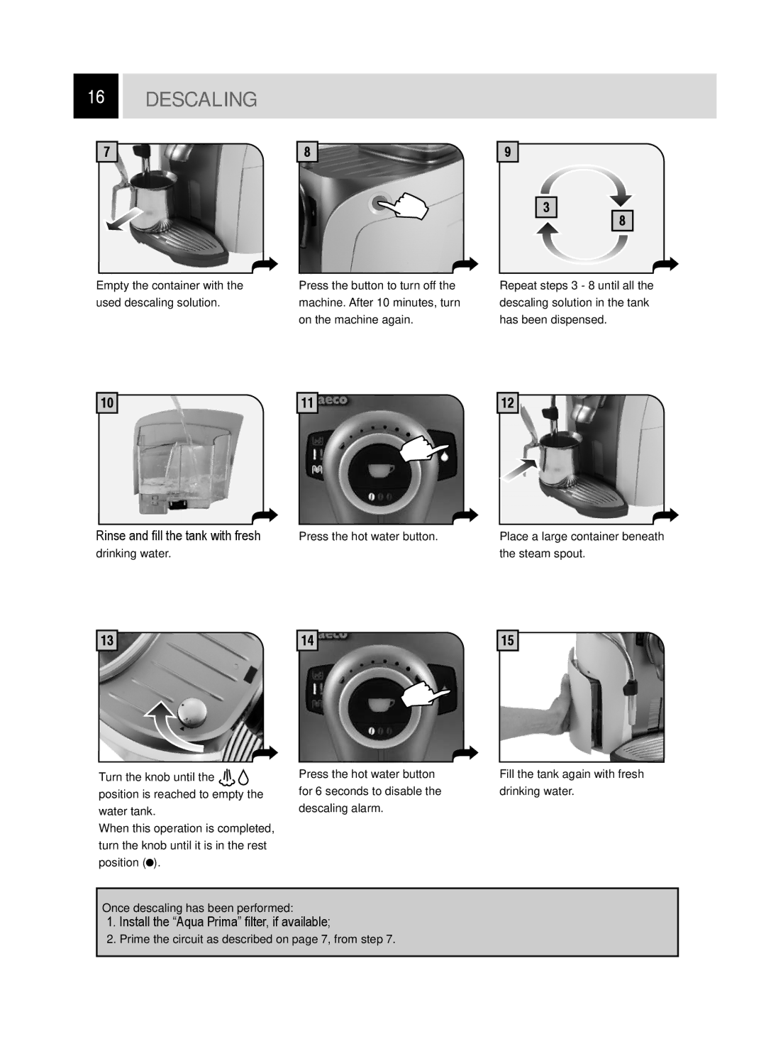 Saeco Coffee Makers Odea Giro, GIRO PRO manual Descaling 