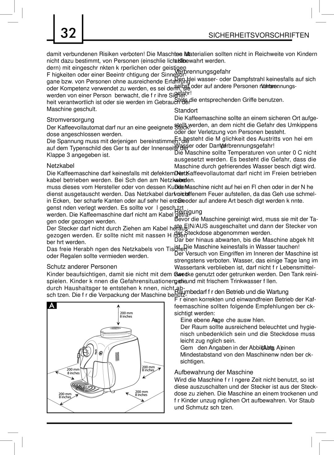 Saeco Coffee Makers PLUS manual Sicherheitsvorschriften 